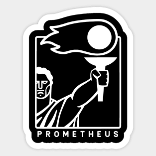 Minimalist art of Prometheus. For Geek mythology fans in white ink Sticker